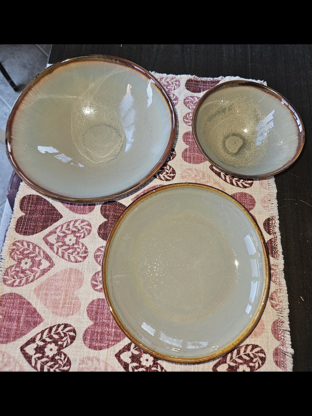 Set of 3 Libbey Hedonite Sage Series Porcelain Bowls